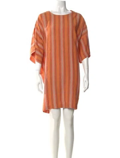 Pre-owned Eskandar Linen Striped Tunic In Orange