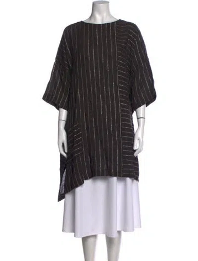 Pre-owned Eskandar Linen Striped Tunic W/ Tags In Grey