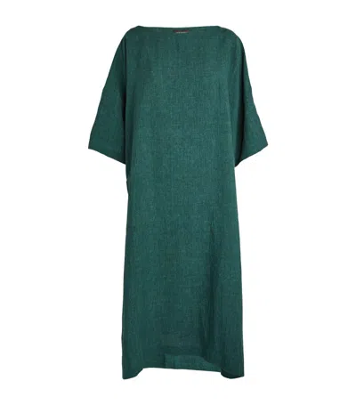 Eskandar Linen T-shirt Midi Dress In Green