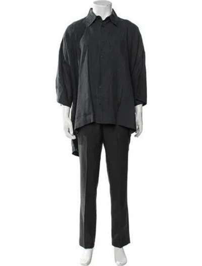 Pre-owned Eskandar Linen Three-quarter Sleeve Shirt In Grey