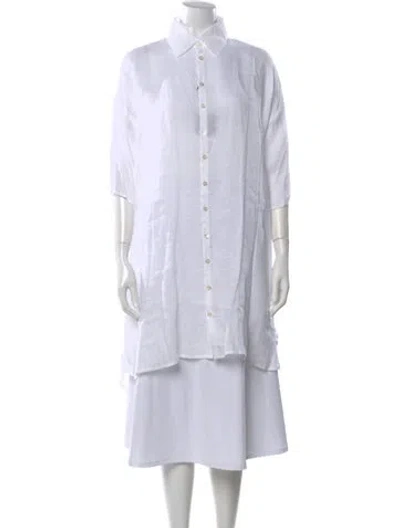 Pre-owned Eskandar Linen Three-quarter Sleeve Tunic W/ Tags In White