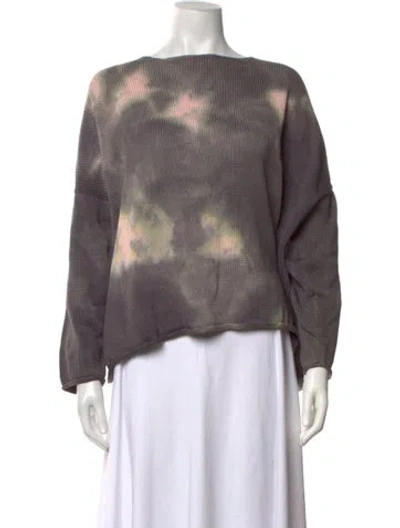 Pre-owned Eskandar Linen Tie-dye Print Sweater In Grey