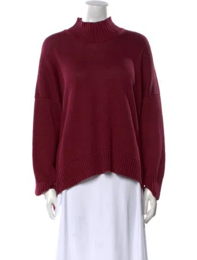 Pre-owned Eskandar Linen Turtleneck Sweater In Burgundy