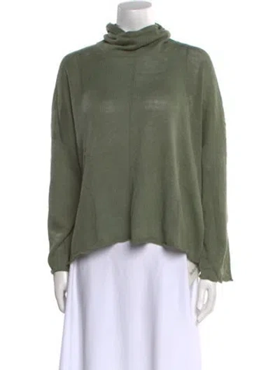 Pre-owned Eskandar Linen Turtleneck Sweater W/ Tags In Green