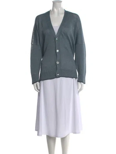 Pre-owned Eskandar Linen V-neck Sweater In Blue