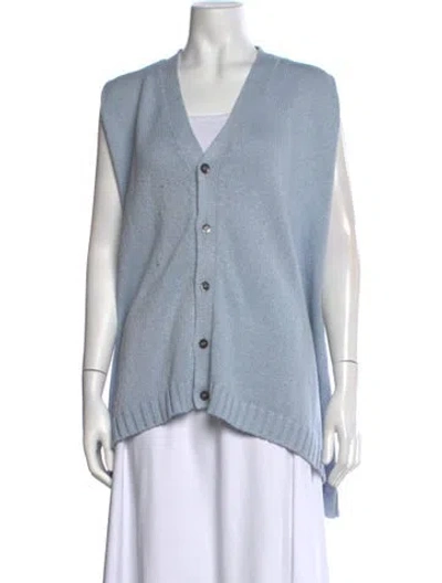 Pre-owned Eskandar Linen V-neck Sweater In Blue