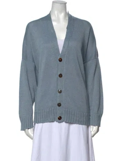 Pre-owned Eskandar Linen V-neck Sweater In Blue