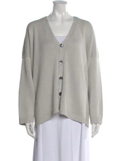 Pre-owned Eskandar Linen V-neck Sweater In Gray