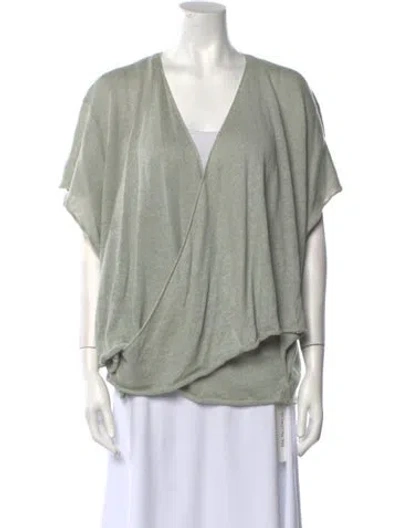 Pre-owned Eskandar Linen V-neck Sweater In Green