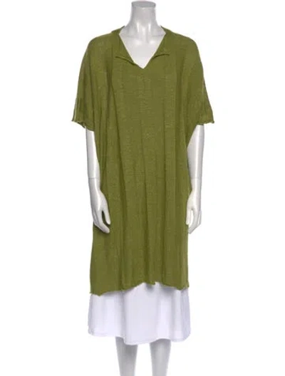 Pre-owned Eskandar Linen V-neck Sweater In Green