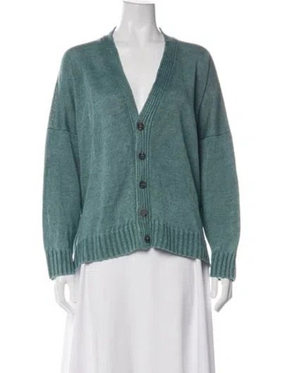 Pre-owned Eskandar Linen V-neck Sweater In Green