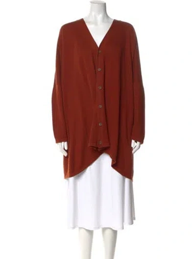 Pre-owned Eskandar Linen V-neck Sweater In Orange