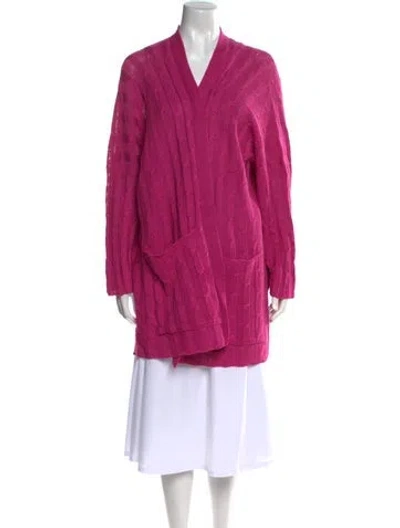 Pre-owned Eskandar Linen V-neck Sweater W/ Tags In Pink