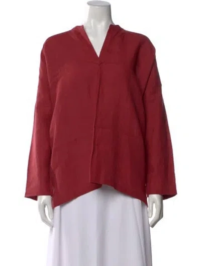 Pre-owned Eskandar Linen V-neck Top In Red