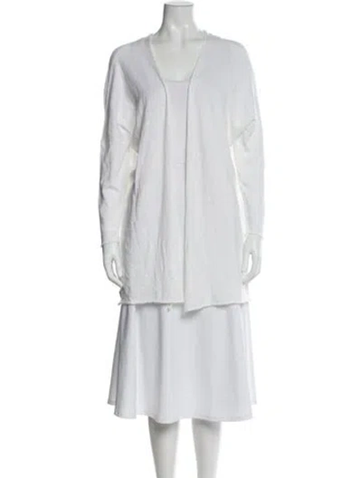 Pre-owned Eskandar Linen V-neck Top In White