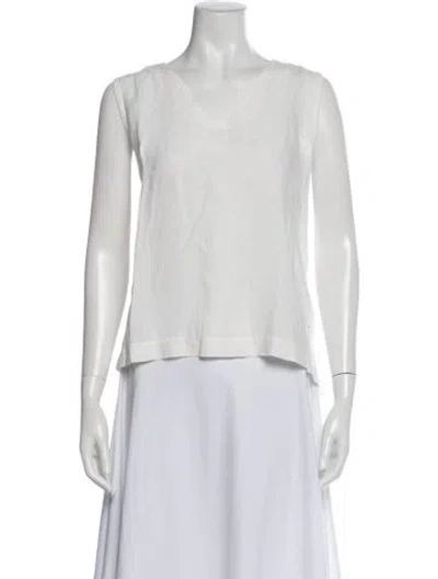 Pre-owned Eskandar Linen V-neck Top In White