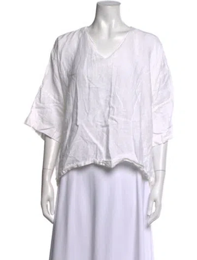 Pre-owned Eskandar Linen V-neck Top In White