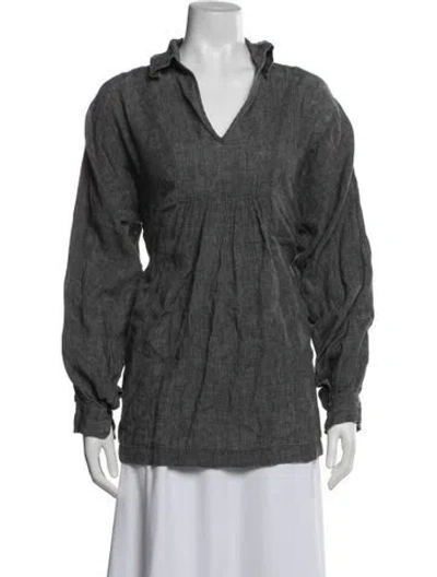 Pre-owned Eskandar Linen V-neck Tunic In Gray