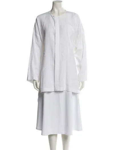 Pre-owned Eskandar Linen V-neck Tunic In White