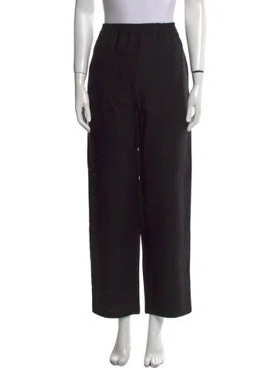 Pre-owned Eskandar Linen Wide Leg Pants In Black