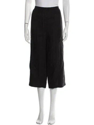 Pre-owned Eskandar Linen Wide Leg Pants In Black