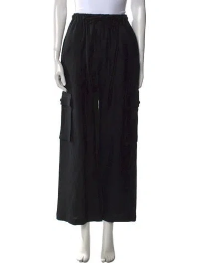 Pre-owned Eskandar Linen Wide Leg Pants In Black