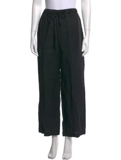 Pre-owned Eskandar Linen Wide Leg Pants In Black