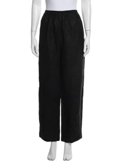 Pre-owned Eskandar Linen Wide Leg Pants In Black