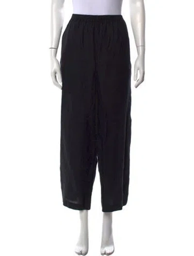 Pre-owned Eskandar Linen Wide Leg Pants In Black