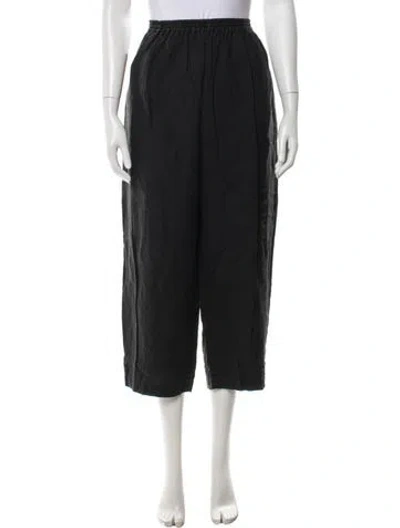 Pre-owned Eskandar Linen Wide Leg Pants In Black