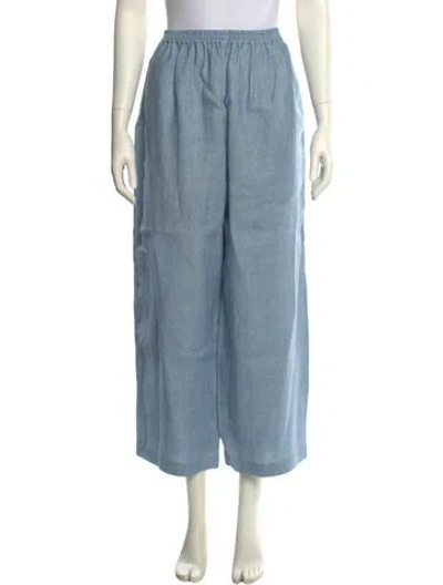 Pre-owned Eskandar Linen Wide Leg Pants In Blue