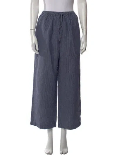 Pre-owned Eskandar Linen Wide Leg Pants In Blue