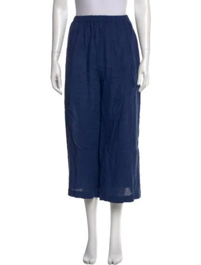 Pre-owned Eskandar Linen Wide Leg Pants In Blue