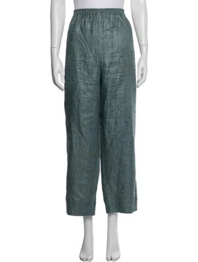 Pre-owned Eskandar Linen Wide Leg Pants In Blue