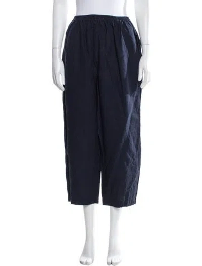 Pre-owned Eskandar Linen Wide Leg Pants In Blue
