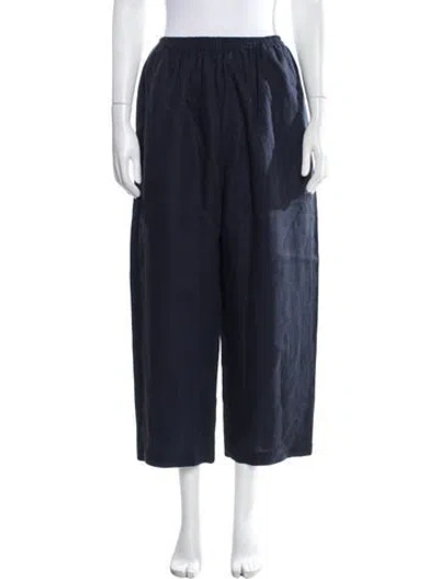 Pre-owned Eskandar Linen Wide Leg Pants In Blue