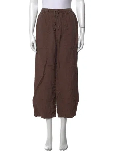 Pre-owned Eskandar Linen Wide Leg Pants In Brown