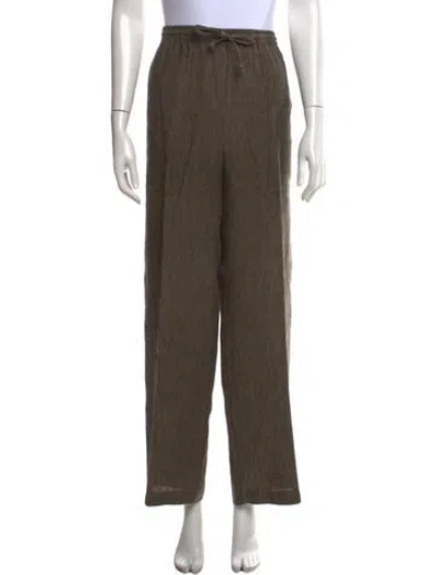 Pre-owned Eskandar Linen Wide Leg Pants In Brown