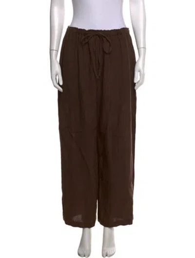 Pre-owned Eskandar Linen Wide Leg Pants In Brown