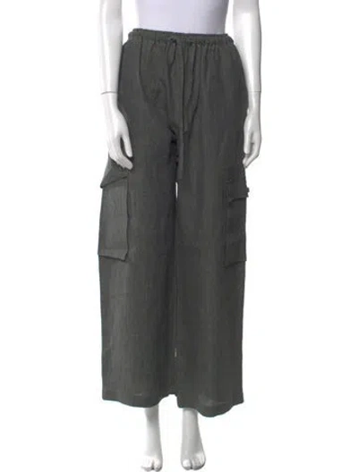Pre-owned Eskandar Linen Wide Leg Pants In Green