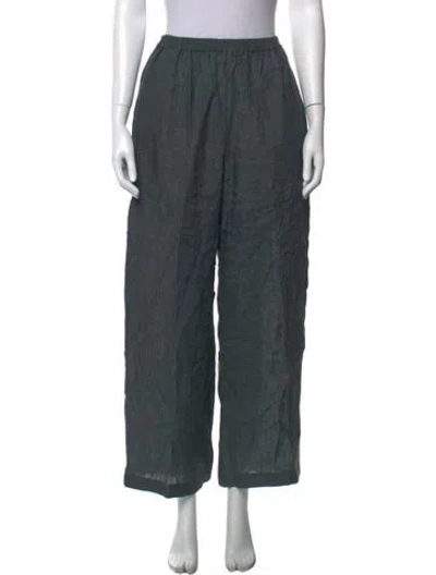 Pre-owned Eskandar Linen Wide Leg Pants In Green