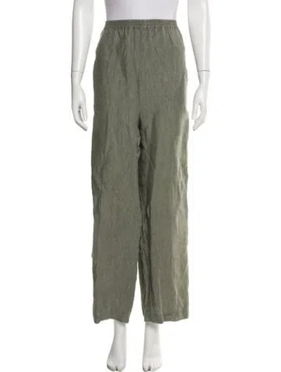 Pre-owned Eskandar Linen Wide Leg Pants In Green
