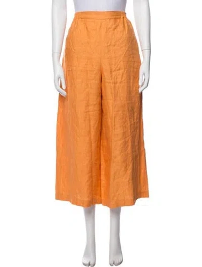 Pre-owned Eskandar Linen Wide Leg Pants In Orange