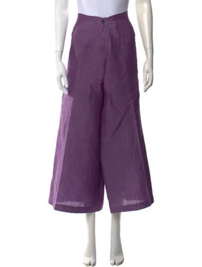 Pre-owned Eskandar Linen Wide Leg Pants In Purple