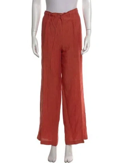 Pre-owned Eskandar Linen Wide Leg Pants In Red