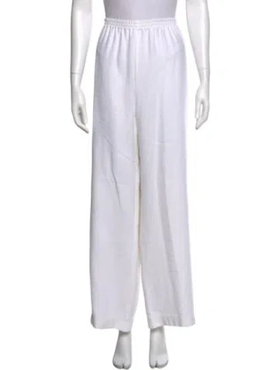 Pre-owned Eskandar Linen Wide Leg Pants In White