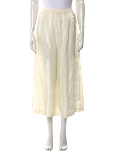 Pre-owned Eskandar Linen Wide Leg Pants In White