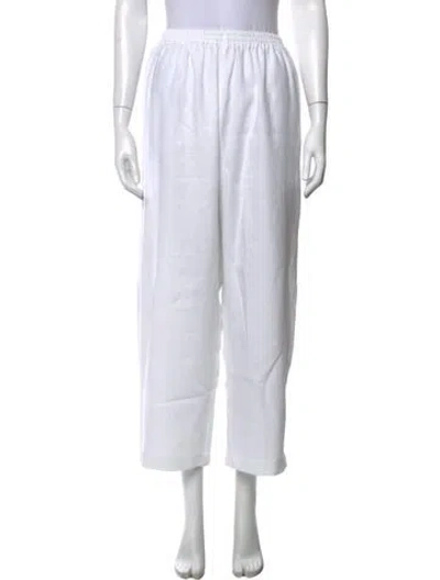 Pre-owned Eskandar Linen Wide Leg Pants In White