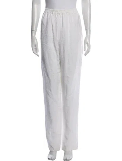 Pre-owned Eskandar Linen Wide Leg Pants In White