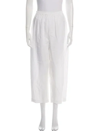 Pre-owned Eskandar Linen Wide Leg Pants In White